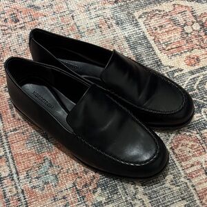 Nordstrom Black Leather Slip-On Moccasin Loafers
